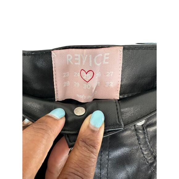 REVICE Black Faux Leather Punk Grunge Split Hem Straight Leg Pant Size 25 - Picture 3 of 14